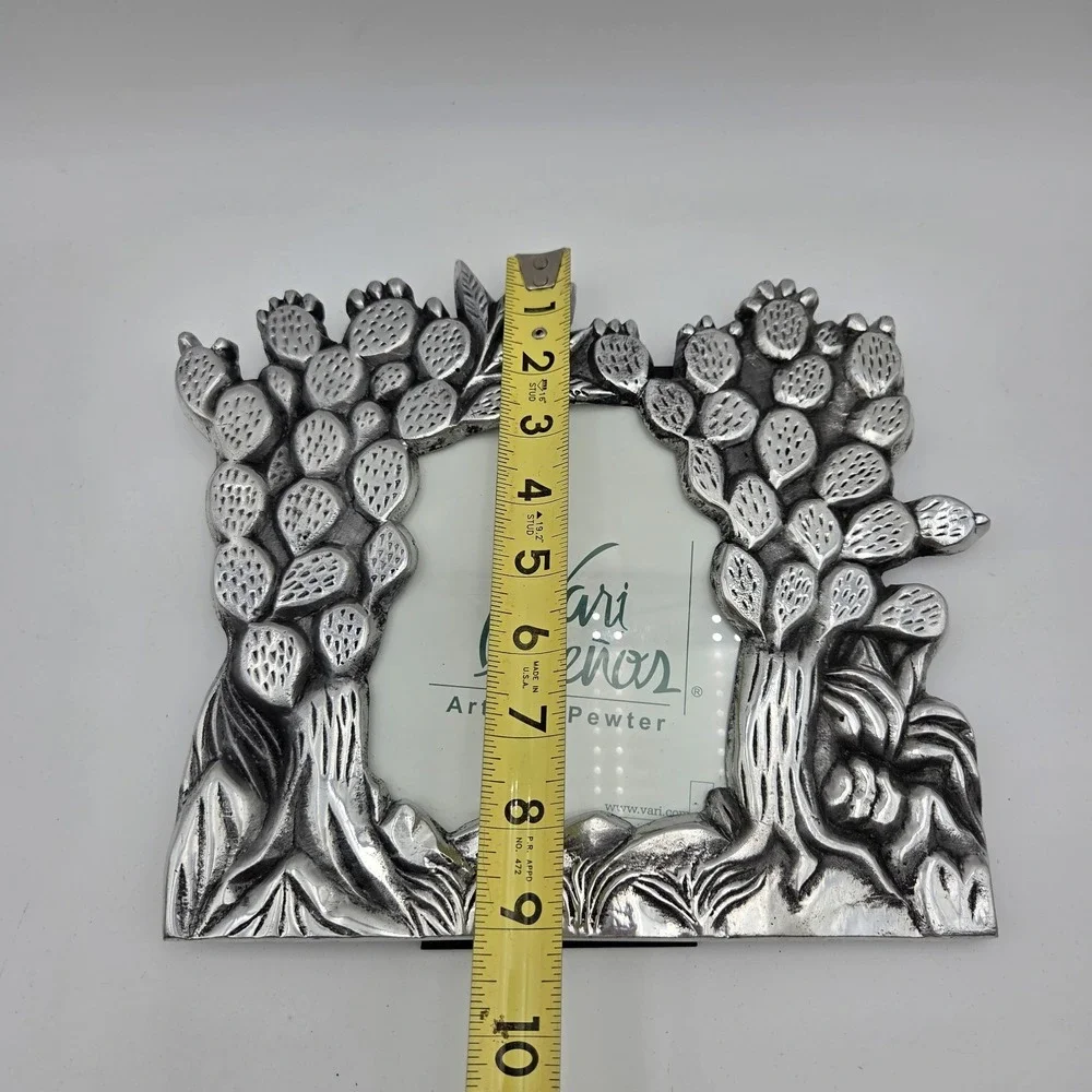 Vari Disenos Solid Mexican Pewter Picture Frame Prickly Pear Cactus 6